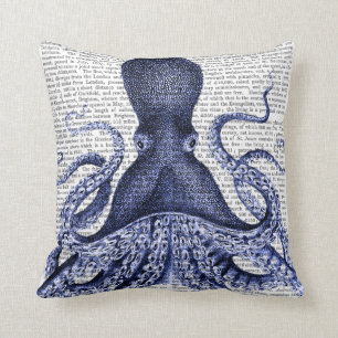 Blauwe octopus kussen