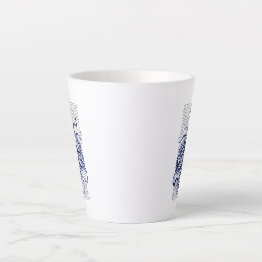 Blauwe octopus latte mok (Voorkant)