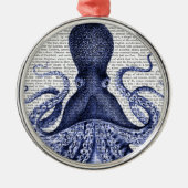 Blauwe octopus metalen ornament (Voorkant)
