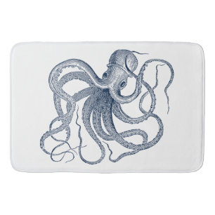 Blauwe octopus nautical illustratie badmat