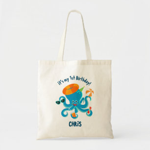 Blauwe Octopus Onder de Zee Jongens Verjaardagsfe Tote Bag