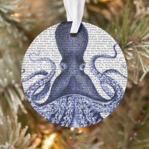 Blauwe octopus ornament