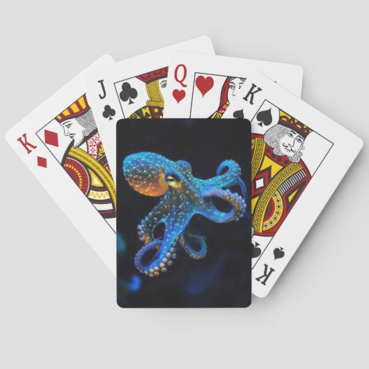 Blauwe Octopus Pokerkaarten (Achterkant)