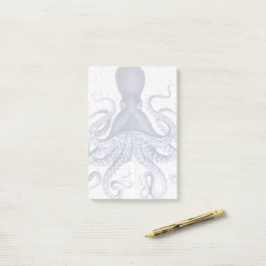 Blauwe octopus post-it® notes (Op bureau)