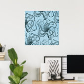 Blauwe octopus poster (Thuiskantoor)