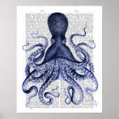 Blauwe octopus poster (Voorkant)