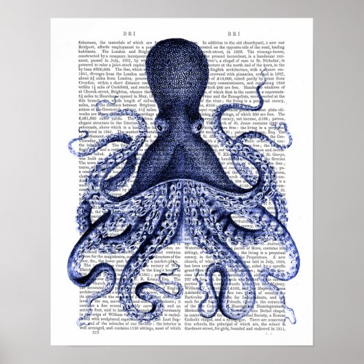 Blauwe octopus poster (Voorkant)