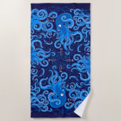 Blauwe octopus strandlaken (Voorkant)