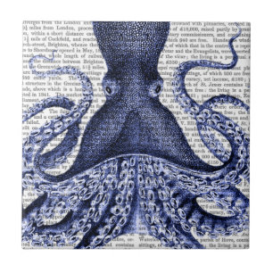 Blauwe octopus tegeltje