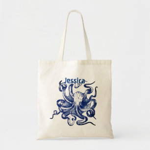 Blauwe octopus tote bag