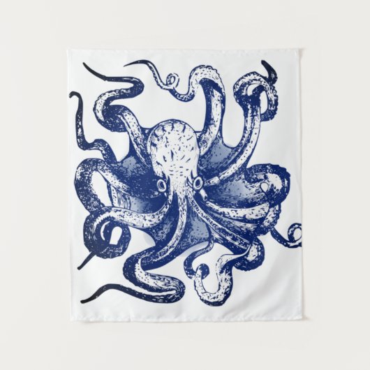 Blauwe octopus wandkleed (Voorkant)