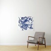 Blauwe octopus wandkleed (In Situ (horizontaal))