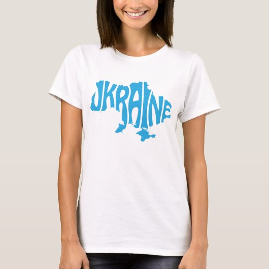 Blauwe Oekraïense kaart met inscriptie Oekraïne T-shirt (Voorkant)