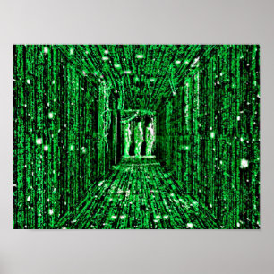 Blauwe of rode pil neo poster