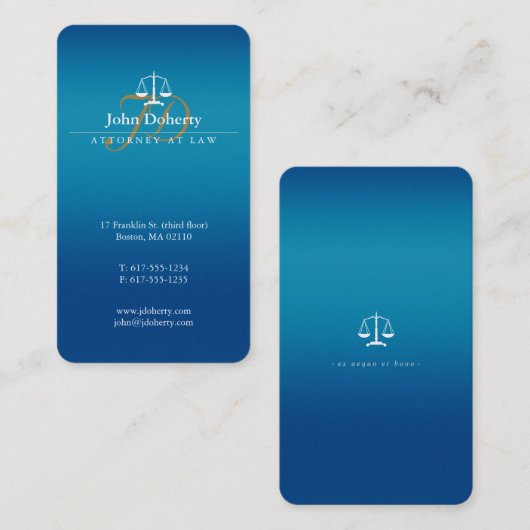 Blauwe officier van justitie bij wet | Classy Scal Visitekaartje (Voorkant / Achterkant)