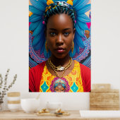 Blauwe ogen Afrikaanse dame met ketens Poster (Keuken)