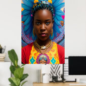 Blauwe ogen Afrikaanse dame met ketens Poster (Thuiskantoor)