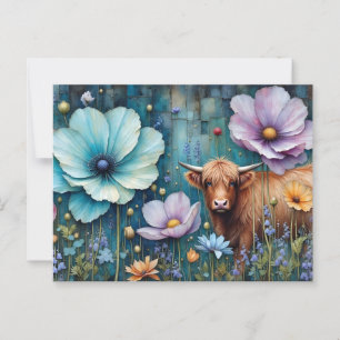 Blauwe Ogen Highland Vaars Bloem Tapijt Briefkaart