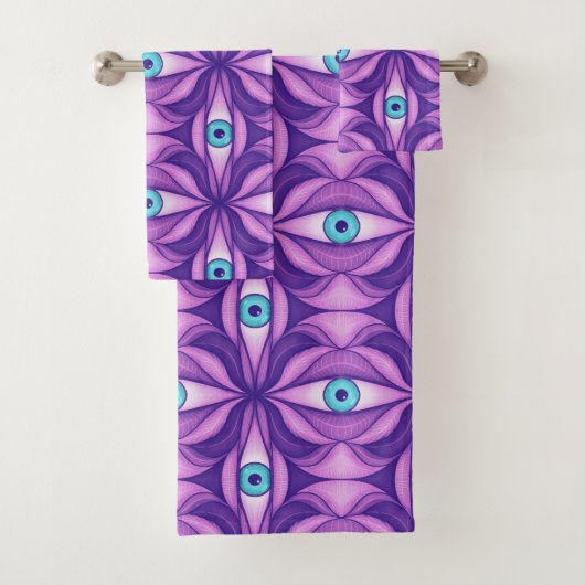 Blauwe Ogen in Paarse Gebladerte Donkere Botanisch Bad Handdoek (Insitu)