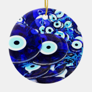 Blauwe ogen keramisch ornament