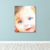 Blauwe ogen kinder canvas afdruk (Insitu (Houten vloer))
