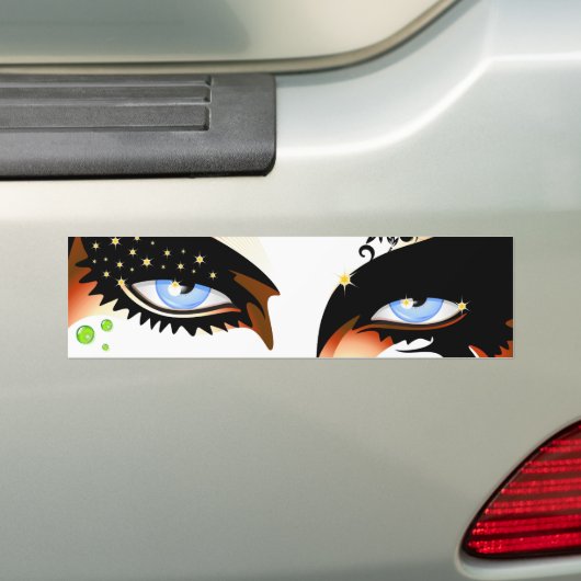 Blauwe ogen Mode make-up Bumpersticker (Op auto)