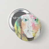 Blauwe ogen ronde button 5,7 cm (Voorkant /achterkant)