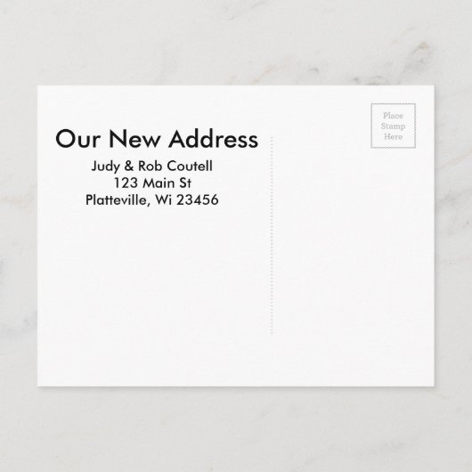 Blauwe ogen Siamese kat met "We zijn bewegend teke Aankondigingskaart (Achterkant)