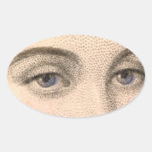 Blauwe ogen van mooie Franse vrouw  Ovale Sticker (Voorkant)