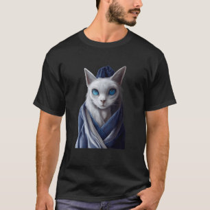 Blauwe Ogen Verdrietig Gezicht Kat Met Witte En Gr T-shirt