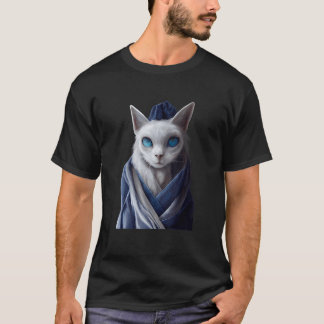 Blauwe Ogen Verdrietig Gezicht Kat Met Witte En Gr T-shirt