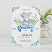 Blauwe olifant Baby shower Kaart (Staand voorkant)