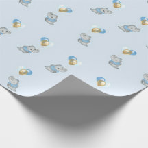 Blauwe Olifant Baby Shower-pakpapier