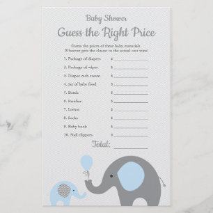Blauwe olifant Baby shower prijs is juist spel Flyer