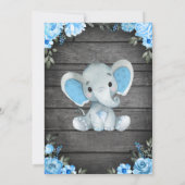 Blauwe olifant Baby shower-uitnodiging sjabloon Kaart (Achterkant)