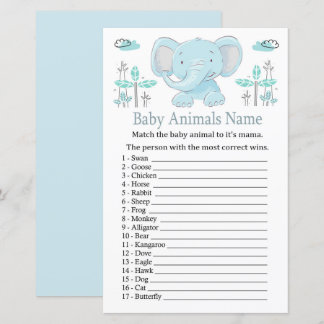 Blauwe olifant Babydieren Naam Game