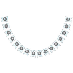 Blauwe olifant Bow-stropdas Twin Boys Baby shower Vlaggetjes