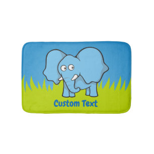 Blauwe olifant cartoon badmat