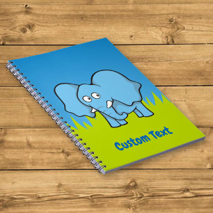 Blauwe olifant cartoon notitieboek