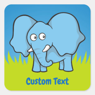 Blauwe olifant cartoon vierkante sticker