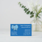 Blauwe olifant cartoon visitekaartje (Staand voorkant)