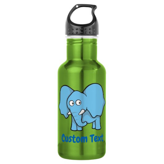 Blauwe olifant cartoon waterfles (Voorkant)