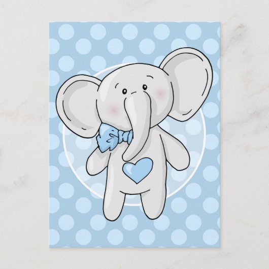 Blauwe olifant - Cute Baby Boys Room Nursery Briefkaart (Voorkant)