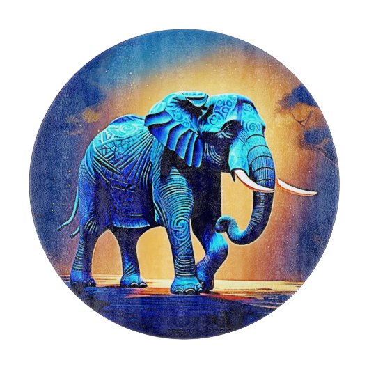 Blauwe olifant gloed ontwerp snijplank (Voorkant)