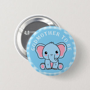 Blauwe olifant Godmother om Baby shower te zijn Ronde Button 5,7 Cm