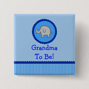 Blauwe olifant "Grandma to be" Baby shower Button