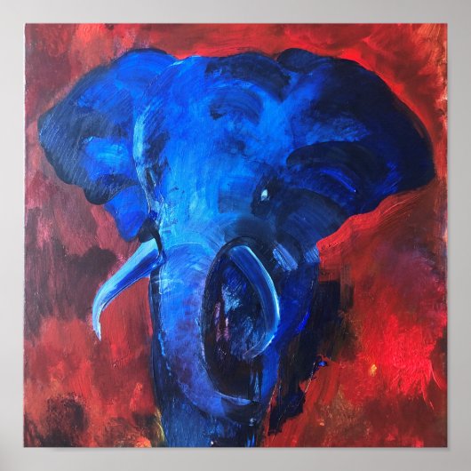blauwe olifant, het afbeelding van Ganesha, brengt Poster (Voorkant)