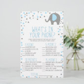 Blauwe olifant in je Baby shower Briefpapier (Staand voorkant)