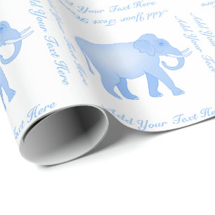 Blauwe olifant - Indische olifant - Baby Boy Cadeaupapier