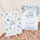 Blauwe Olifant Jongens Baby Shower Kaart